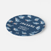 Schattigee grote witte haaien oceaan verjaardagsfe papieren bordje (Gekanteld)