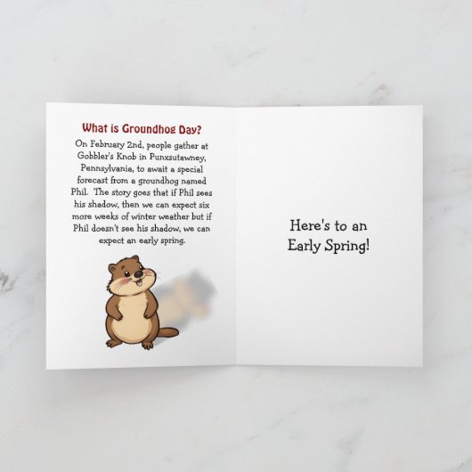 Schattigee Groundhog Day | Groundhog in gras en bl Kaart (Binnen)