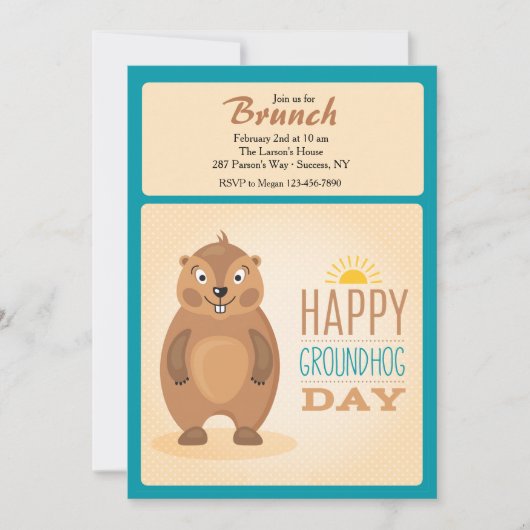 Schattigee Groundhog Day Invitation Kaart (Voorkant)