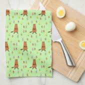 Schattigee Groundhog en Tulip Flowers Patterned Theedoek (Quarter Fold)