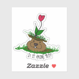 Schattigee Groundhog Op zoek naar de lente Sticker