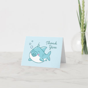 Schattigee haai Baby shower Kawaii Blue Boy Bedank Bedankkaart