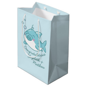 Schattigee haai Baby shower Kawaii Blue Boy Medium Cadeauzakje