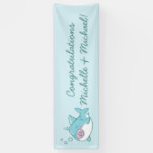 Schattigee haai Baby shower kawaii roze meisje Spandoek (Verticaal)