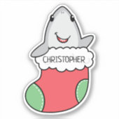 Schattigee haai in een kous sticker (Voorkant)