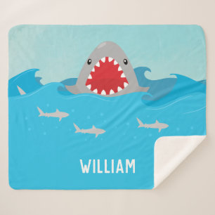 Schattigee haai in water Baby jongen Sherpa Deken