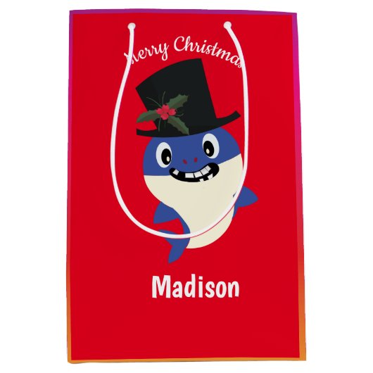 Schattigee Haai 🦈 Kerst Kinder Fun Super Oceaan Medium Cadeauzakje (Voorkant)