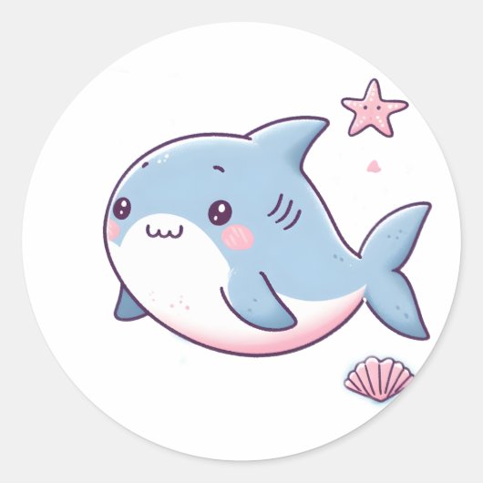 Schattigee haai Sticker – Fun Ocean-geïnspireerd o (Voorkant)