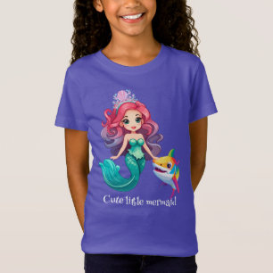 Schattigee haai zeemeermin prinses regenboog kleur t-shirt
