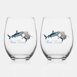 Schattigee haaienliefhebbers wijnglas zonder voet