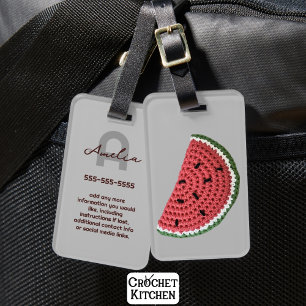 Schattigee Haak Watermeloen Fruit Naam Initialen Bagagelabel