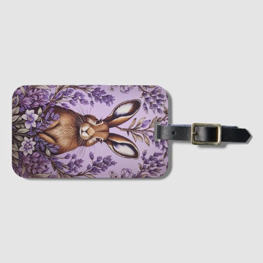 Schattigee haas met lavendel William Morris Geïnsp Bagagelabel (Voorkant (horizontaal))