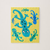 Schattigee hagedisgekko's met Kinder vlekken Legpuzzel (Verticaal)