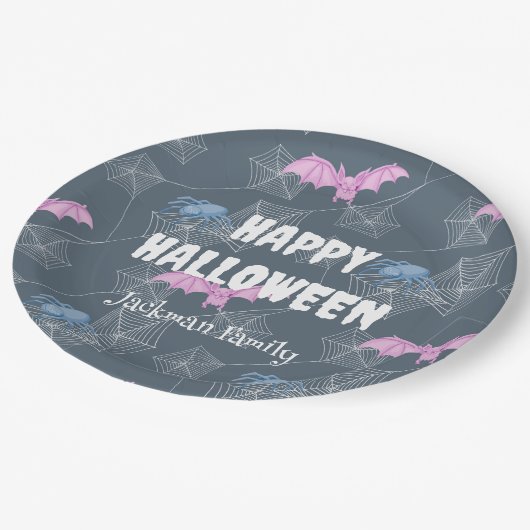 Schattigee Halloween aanpasbaar met vleermuizen en Papieren Bordje (Gekanteld)