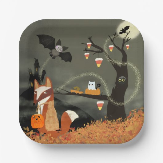 Schattigee Halloween Animals Square Paper Bord (Voorkant)