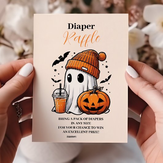 Schattigee Halloween Baby shower Raffle Diapper Informatiekaartje