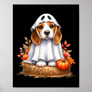 Schattigee Halloween Beagle Dog als Ghost Dog Owne Poster