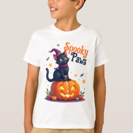 Schattigee Halloween Black Cat Pumpkin Design T-sh T-shirt
