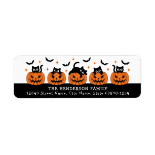 Schattigee Halloween Black Cat Retour Adreslabels Etiket
