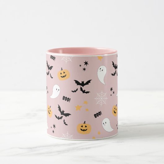Schattigee Halloween Boo Blush Roze Borden Mok (Midden)