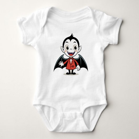 Schattigee Halloween Cartoon Vampire in het rood Romper (Voorkant)