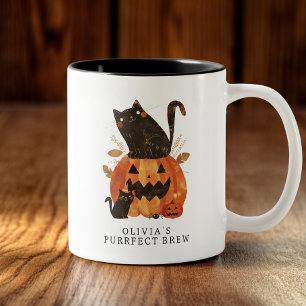Schattigee Halloween Cat Custom Tweekleurige Koffiemok