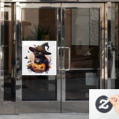 Schattigee Halloween Cat en Jack-o-lantaarn Raamsticker (Kantoordeur)