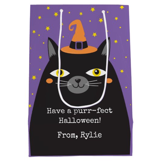 Schattigee Halloween Cat Gift Bag Medium Cadeauzakje (Achterkant)