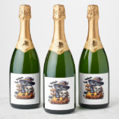 Schattigee Halloween Cat Sticker - Heksengel Pet,  (Flessen)