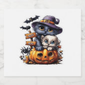 Schattigee Halloween Cat Sticker - Heksengel Pet,  (Enkel label)