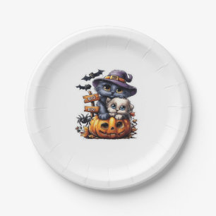 Schattigee Halloween Cat Sticker - Heksengel Pet, Papieren Bordje