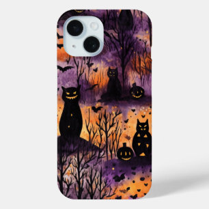 Schattigee Halloween Cat Witch op Pumpkin Herfst S
