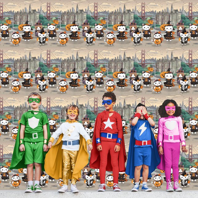 Schattigee Halloween Cats San Francisco DIY Peel & Behang (Creator heeft geüpload)