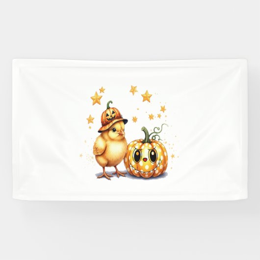 Schattigee Halloween Chick Pumpkin Spandoek (Horizontaal)