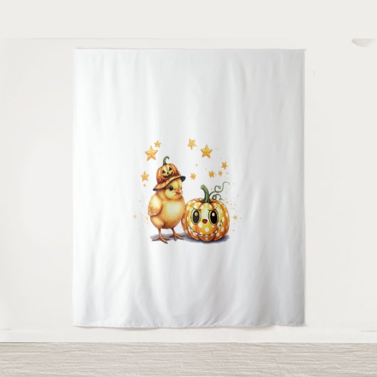 Schattigee Halloween Chick Pumpkin Wandkleed (Voorkant)