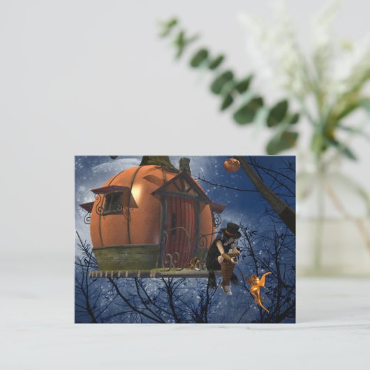 Schattigee Halloween Creature Encounter Feestdagenkaart (Staand voorkant)