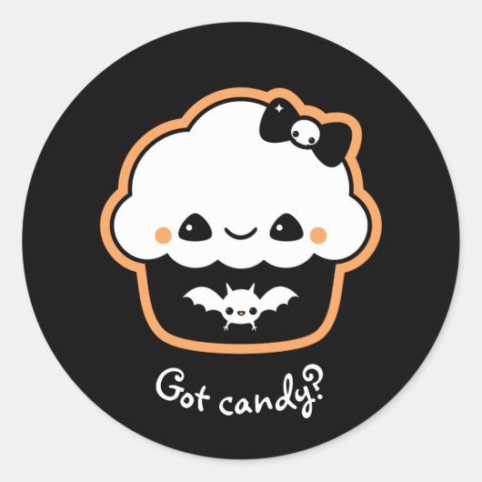 Schattigee Halloween Cupcake Ronde Sticker (Voorkant)