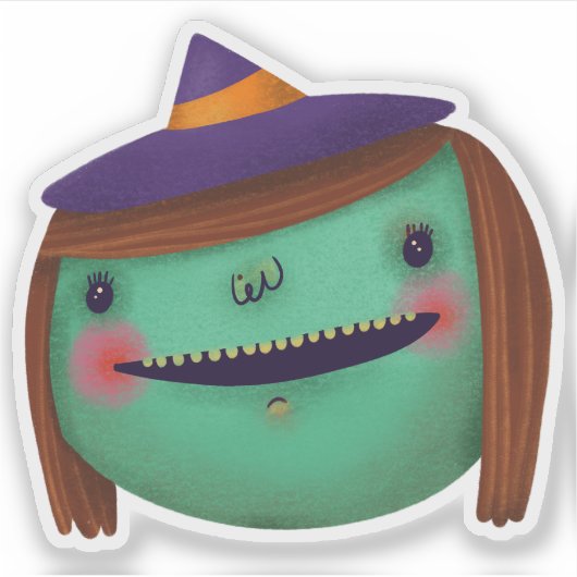 Schattigee Halloween Decoration Witch Sticker (Voorkant)