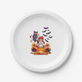 Schattigee Halloween Doll Owl Papieren Bordje (Voorkant)