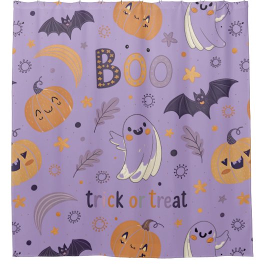 Schattigee Halloween Douchegordijn - Geesten, Pomp (Voorkant)
