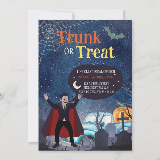 Schattigee Halloween Event Trunk of Treat voor kin Kaart (Voorkant)