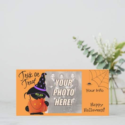 Schattigee Halloween-fotokaarten Feestdagenkaart (Staand voorkant)