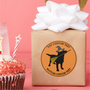 Schattigee Halloween Funny Black Lab Hond Heks Cus Ronde Sticker