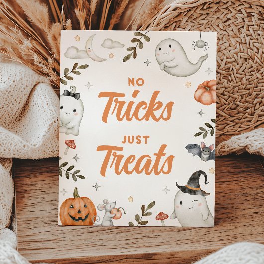 Schattigee Halloween Geen Tricks Gewoon Treats Sig Reclamebord Met Voetstuk