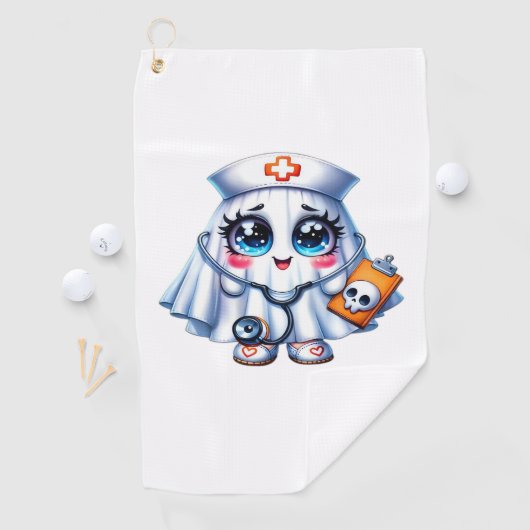 Schattigee Halloween-geest in een verpleegstersuni Golfhanddoek (Insitu)