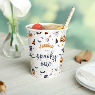 Schattigee Halloween Ghost 1e Verjaardagsfeest Papieren Bekers