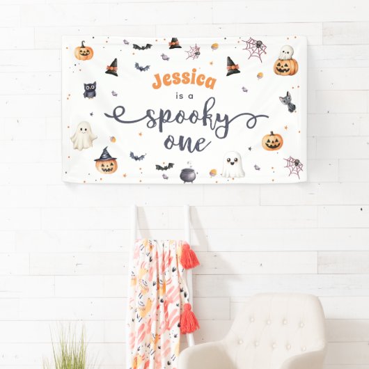 Schattigee Halloween Ghost 1e Verjaardagsfeest Spandoek (Insitu)