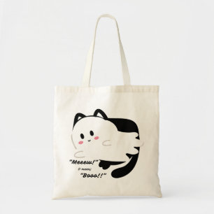 Schattigee Halloween Ghost Black Cat Boo Tote Bag
