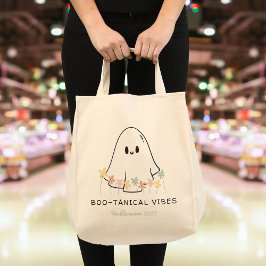 Schattigee Halloween Ghost Floral Boo-tanical Cust Tote Bag