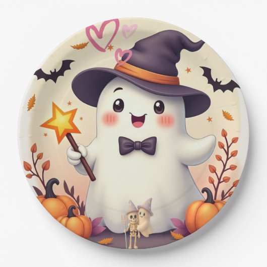 Schattigee Halloween Ghost Paper Bord – Heks (Voorkant)